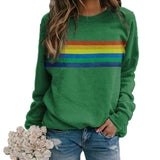 Load image into Gallery viewer, Colorful striped printed round neck pullover long sleeved sweatshirt