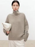 Load image into Gallery viewer, High neck cashmere sweater for women loose and thick with Woolen sweater with a knitted base