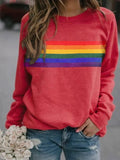 Load image into Gallery viewer, Colorful striped printed round neck pullover long sleeved sweatshirt