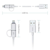 Load image into Gallery viewer, Bulk Quality 2-in-1 iPhone and Android Charging Cable, Durable USB Data Sync and Charging Cable