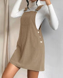 Load image into Gallery viewer, Corduroy loose sleeveless slip dress Solid color slip dress