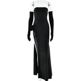 Load image into Gallery viewer, Women&#39;s dress, sexy and fashionable, strapless with floral inlay, sleeveless slit, backless long skirt