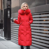 Load image into Gallery viewer, Cotton padded clothes women&#39;s middle and long style, slim fit, knee length cotton padded clothes, large wool collar and thick cotton padded jacket