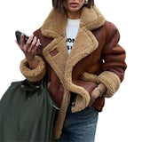 Load image into Gallery viewer, European and American collar long sleeved fur one-piece jacket, autumn and winter lamb wool loose and warm comfortable casual jacket