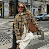 Load image into Gallery viewer, Checkered wool coat women&#39;s retro loose woolen coat