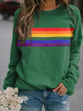 Load image into Gallery viewer, Colorful striped printed round neck pullover long sleeved sweatshirt