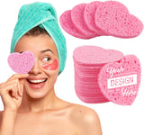 Load image into Gallery viewer, Custom Logo Natural Cosmetic Spa Sponges for Facial Cleansing, Exfoliating Magic Sponges - Heart