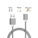 Load image into Gallery viewer, Bulk Magnetic Heads 3 in 1 Braided Fast Charging Usb Cord With Lighting, Micro USB and Type C