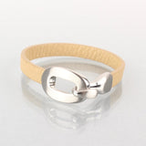 Load image into Gallery viewer, Camel leather bracelet with silver clasp