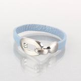 Load image into Gallery viewer, Blue leather bracelet with silver clasp